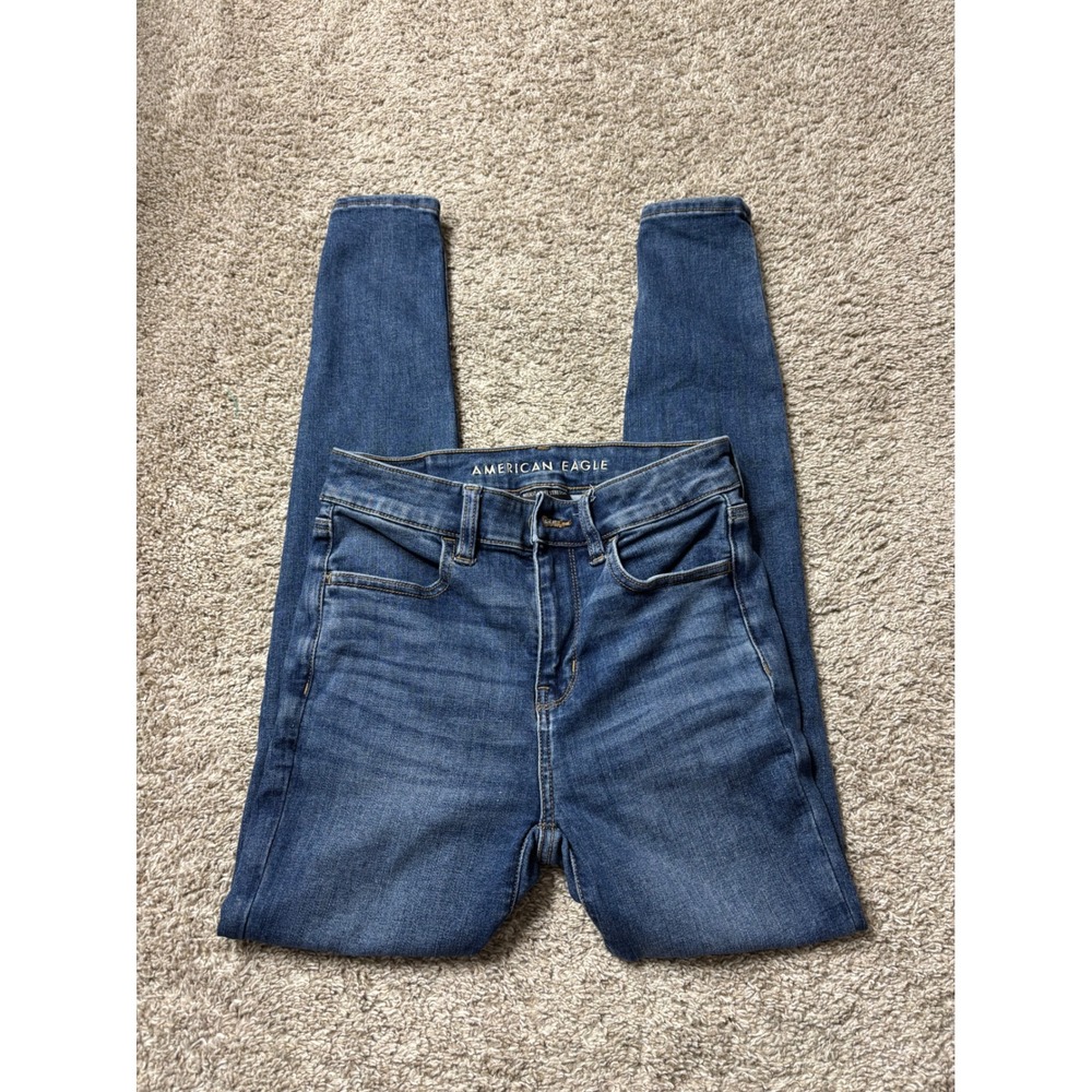 American Eagle Next Level Stretch High Rise Skinny Jeans Medium Wash Size 2 Reg
